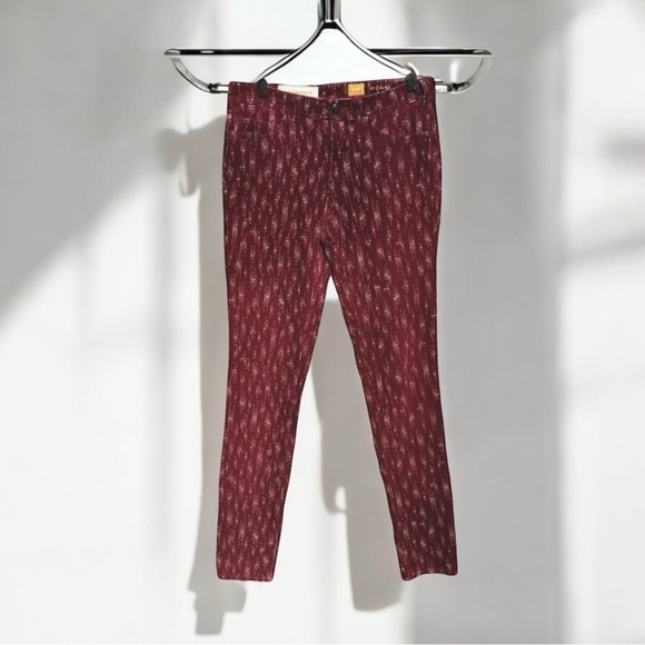 🌻Anthropologie {Pilcro} The Serif Printed Corduroy  Boho Jean Leggings Size 26 - Picture 1 of 11